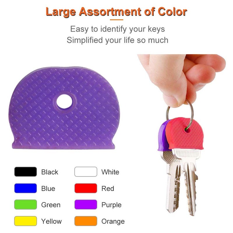 Oubaka 24Pcs Key Caps Tags Covers,Plastic Identifier Key Rings Label ID with Assorted Colors for Identify Your Key - Image 2